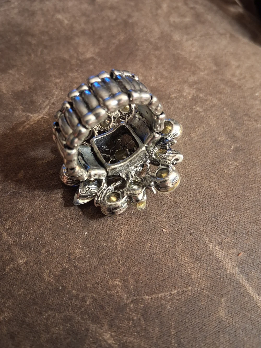 Clear Crystal Flower Statement Ring - Unbranded